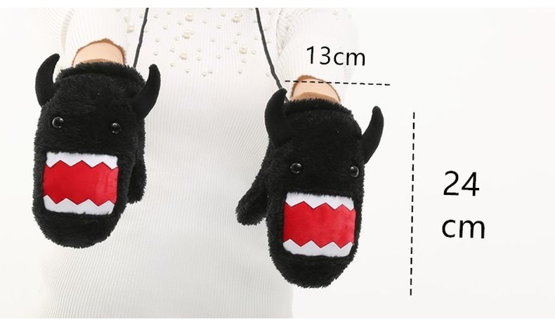 boy Boy Autumn Warm Gloves Plush Thickened Cute Neck Hanging Fashion Windproof Adult Black Student Full Finger Men Winter_voghion.com