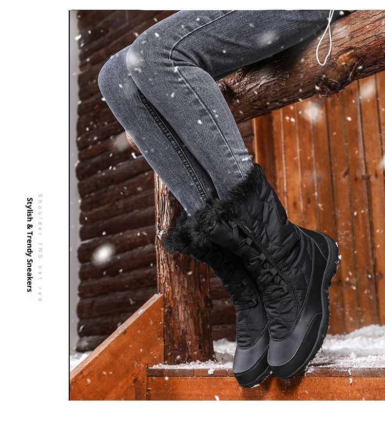 Botas antiderrapantes Zees Cross-Border para mulheres, ideais para esqui em regiões com neve no nordeste dos EUA. Forradas com lã, grossas e quentes._voghion.com