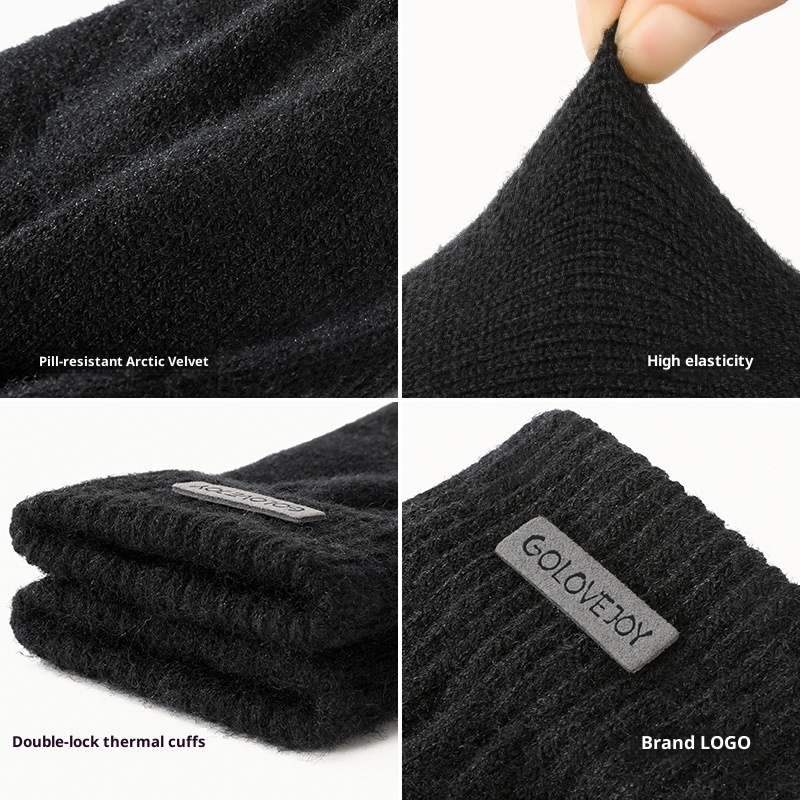 boy Boy Winter New Arctic Velvet Knitted Gloves For Men, Thickened And Warm, Non-Slip Woolen Gloves, Anti-Pilling DZ118_voghion.com