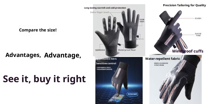 boy Boy Gloves Windproof Waterproof Touchscreen Couple Men Women Winter Cycling Skiing Sports Fleece Lined Cold-Proof Warm_voghion.com