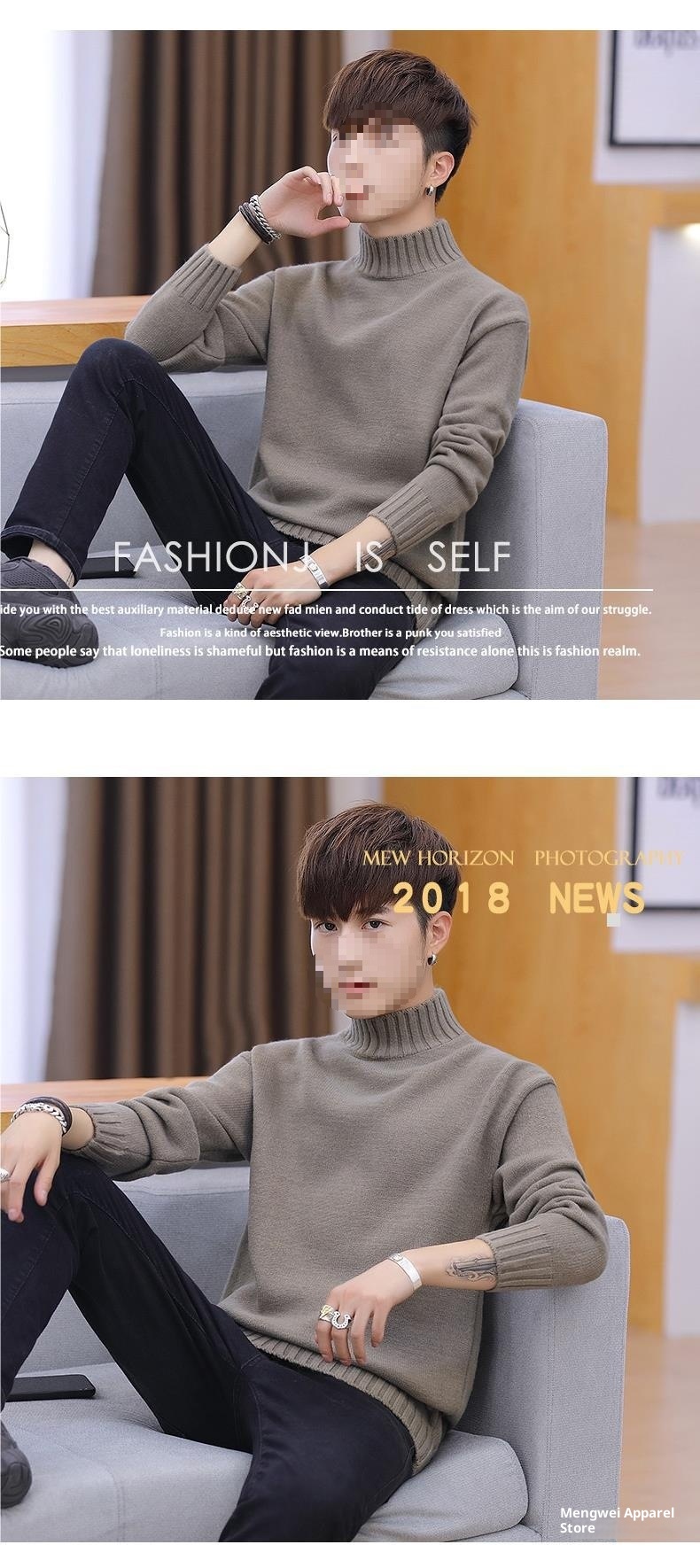 Rollkragenpullover für Herren, koreanische Version 2025, neue, dicke Strickjacke, trendiges, warmes Winteroberteil von Mao Mengwei_voghion.com