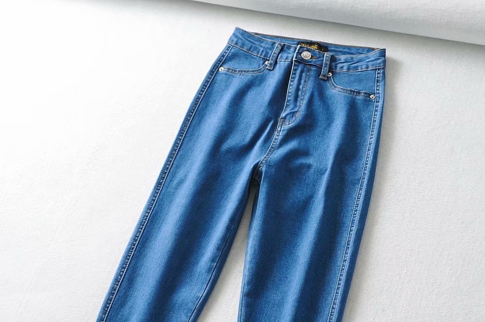 ChicShe Europese en Amerikaanse stijl elastische slanke hoge taille afslankende denim dames, herfstbroek met billifting, gewassen potlood_voghion.com