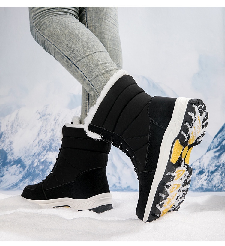 Zees Damen-Winterschuhe aus Baumwolle, gefüttert mit Fleece, wasserdicht, rutschfest, wadenhoch, ideal zum Skifahren_voghion.com