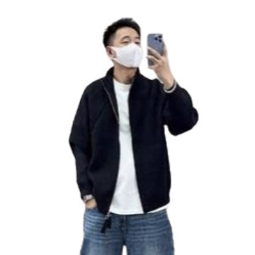 Jungen-Cardigan, grauer Stehkragenpullover, Herren-Herbst-Winter-Style, amerikanische Trendmarke, College-Stil, coole Strickjacke_voghion.com