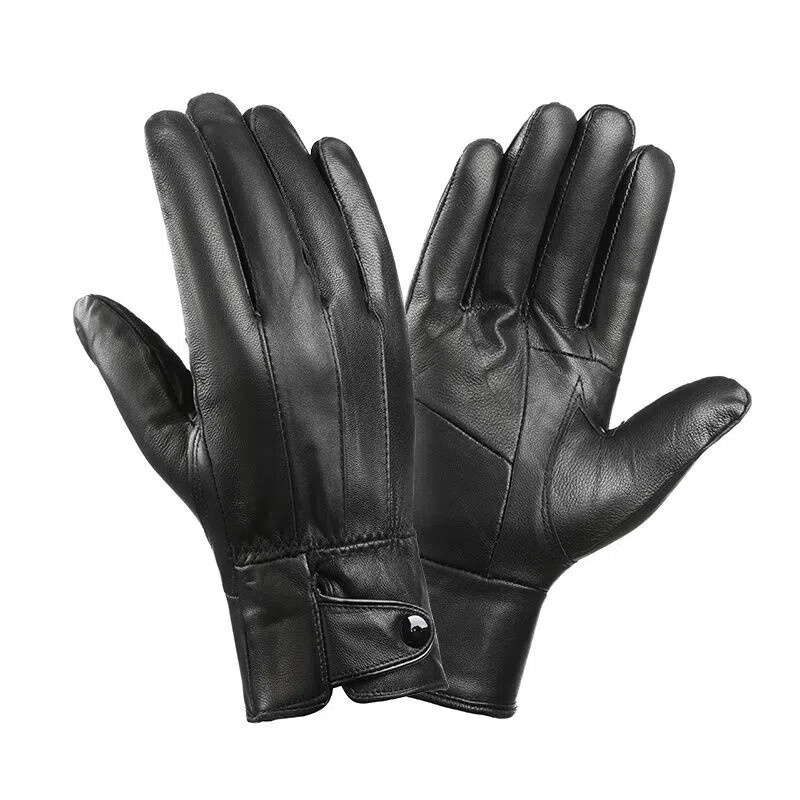 boy Boy Genuine Leather Winter Motorcycle Riding Adult Plus Velvet Warm Outdoor Sheepskin Cold-proof Gloves Men_voghion.com