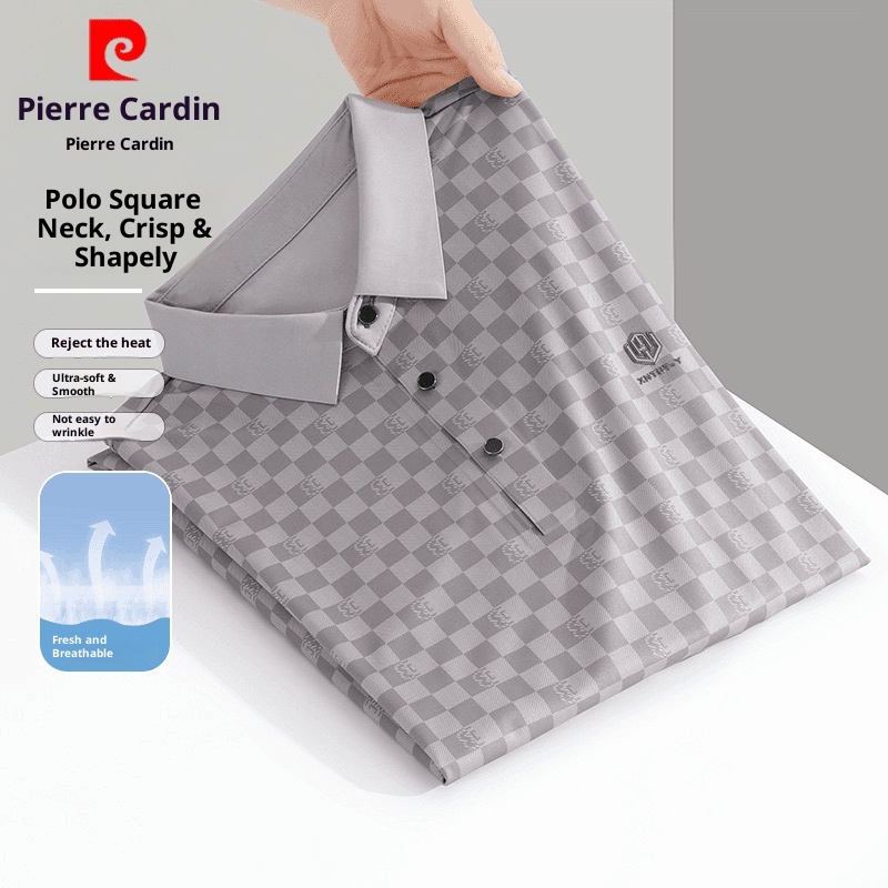 Polo sans coutures pour homme, style été, col rabattu, carreaux, tendance mode business casual, manches courtes_voghion.com