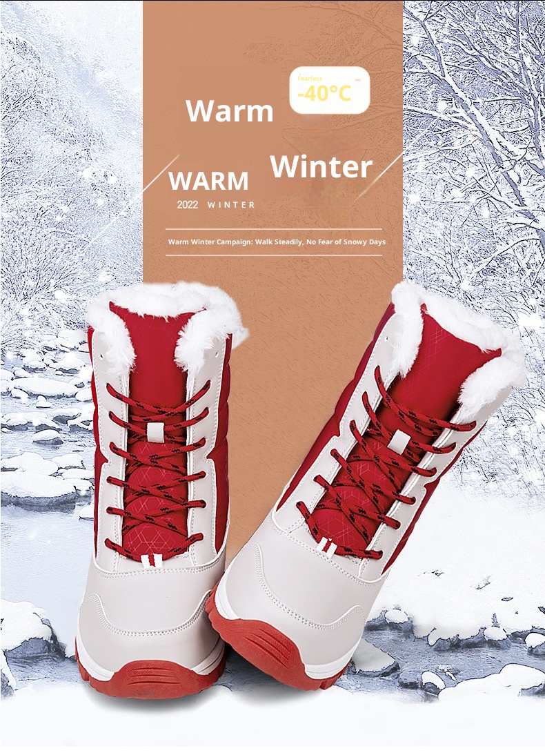 Zees hoge fleece sneeuwlaarzen voor dames, halfhoog, warm, waterdicht, antislip, Northeast Outdoor Ski-katoen_voghion.com