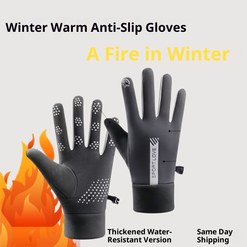 boy Boy Gloves Windproof Waterproof Touchscreen Couple Men Women Winter Cycling Skiing Sports Fleece Lined Cold-Proof Warm_voghion.com