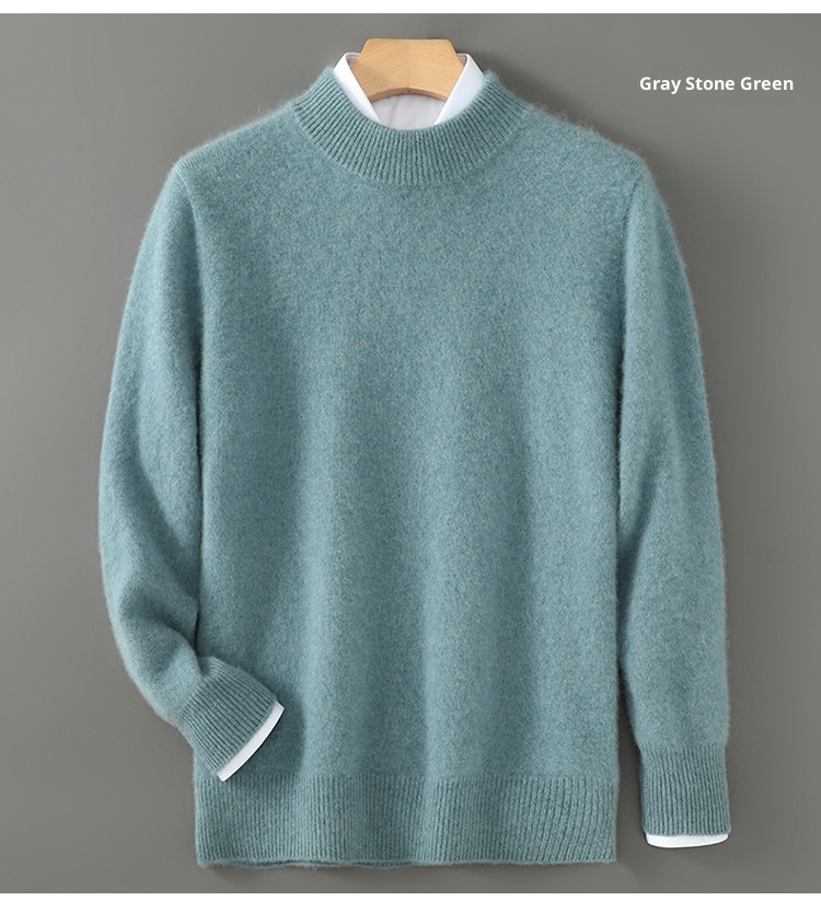boy Boy Boy Boy 100% Pure Wool Sweater For Men, Half Turtleneck, Thickened Business Cashmere Sweater, Loose Knitted Base Shirt_voghion.com