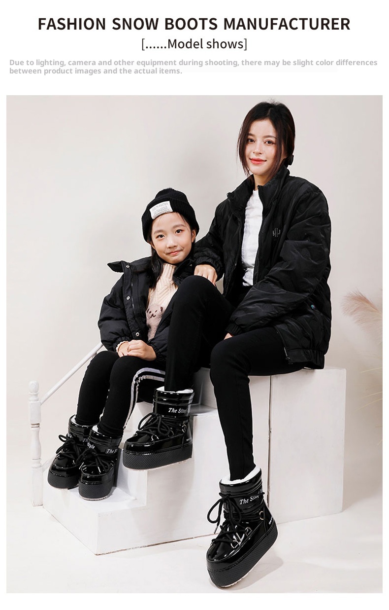 Zees Distribution Winter Parent-Child Style Sand Tea Color Ski Cross-Border Hot Sale Warm Non-Slip Thickened Mid-Calf Snow_voghion.com
