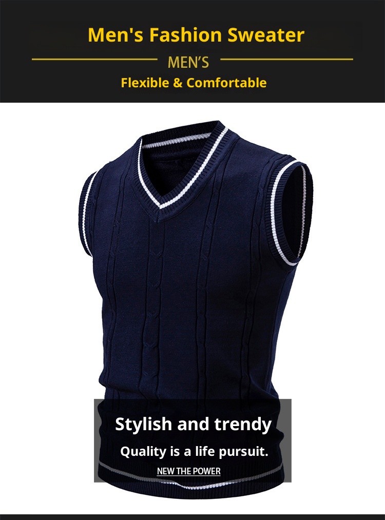 boy Boy Boy Boy Men's Knitted Vest V-Neck Sleeveless Sweater Spring Autumn New Fashion Casual Base Layer_voghion.com
