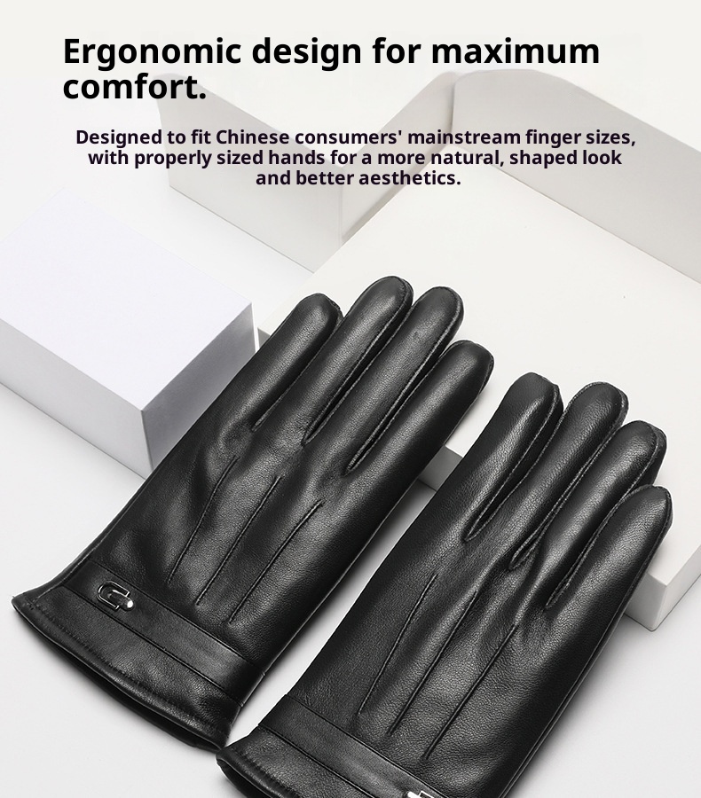 Guantes de piel auténtica Boy para hombre, ideales para invierno, cálidos, resistentes al viento, impermeables y compatibles con pantallas táctiles. Aptos para motociclismo y actividades al aire libre._voghion.com