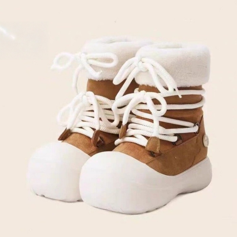 Zees Thick-Soled Warm Furry Snow Short For Women 2025 New Winter Height-Increasing Moon Ugly-Cute Ski High Boots_voghion.com