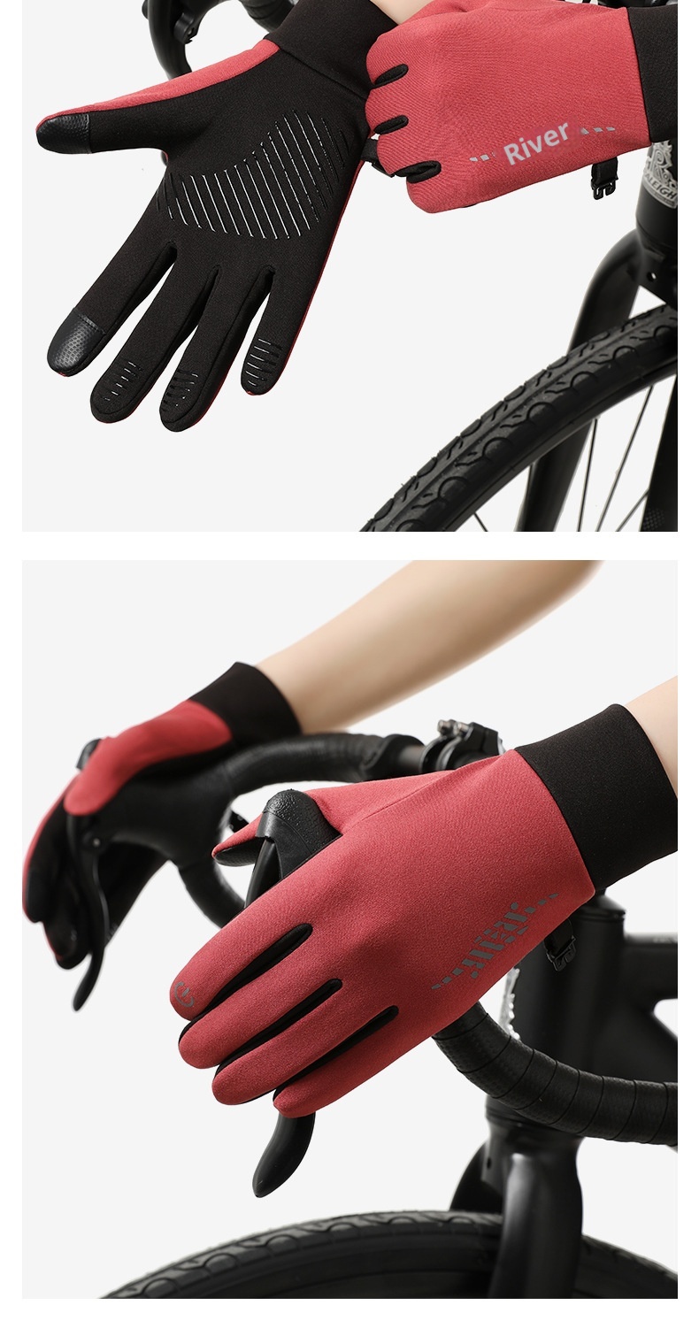 Guanti da sci e ciclismo da corsa, caldi, antiscivolo, in velluto, per uomo e donna, per attività all'aperto, autunno e inverno_voghion.com