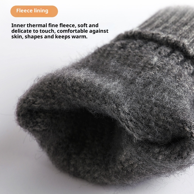 boy Boy Factory Direct Knitted Autumn Winter Large Size Men's Fleece Lined Thick Jacquard Warm Wool Touchscreen Gloves_voghion.com