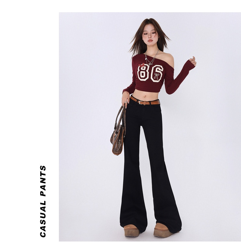 ChicShe ChicShe Spicy Girl Jean évasé pour femme, collection automne, taille S, noir, coupe slim, bottes cloche longues._voghion.com