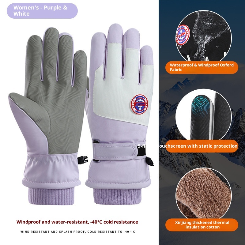 Boy Ski 2025 Winter Herren und Damen Outdoor Bergsteigen Winddicht Kältedicht Fleecegefüttert Touchscreen Verdickt Warme Handschuhe_voghion.com