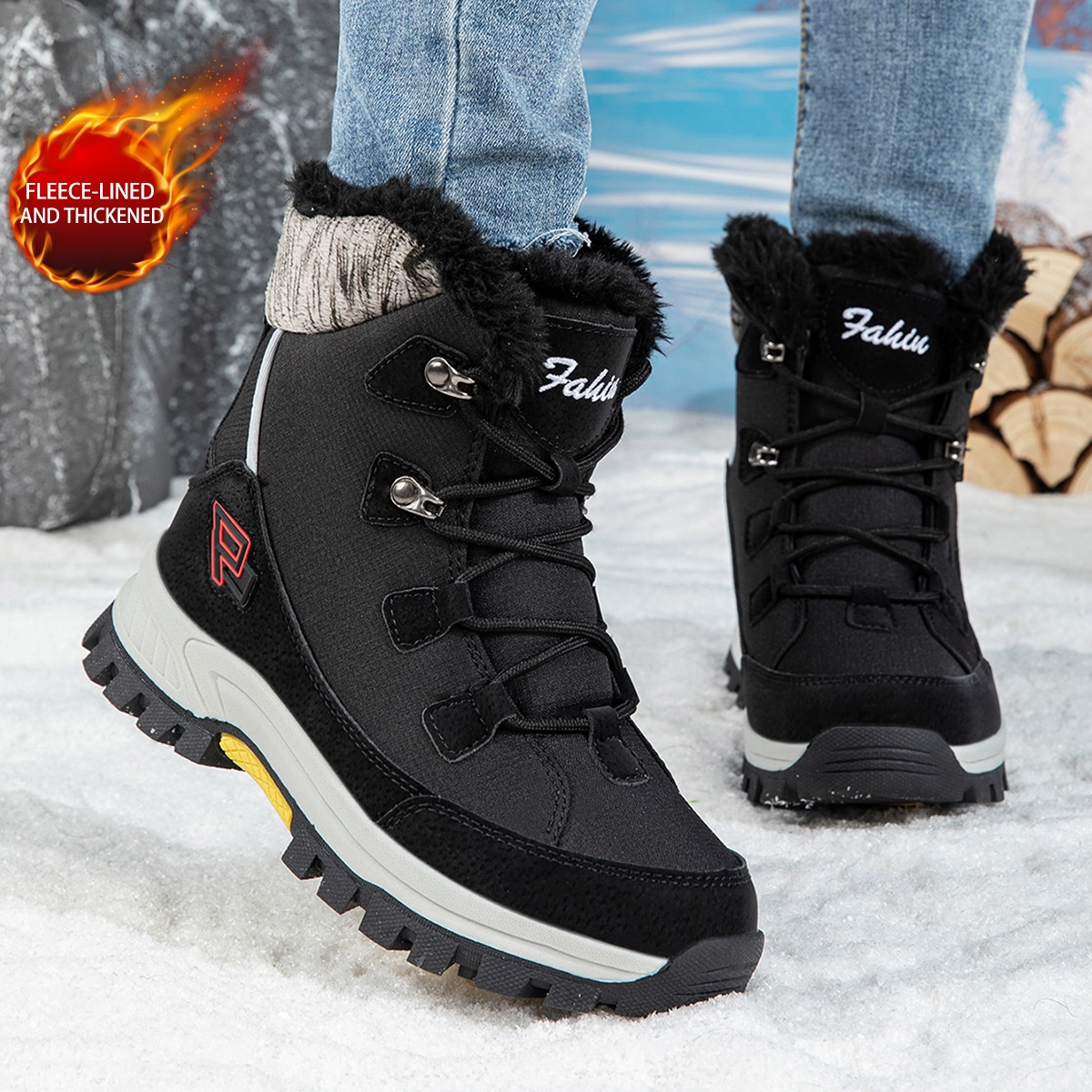 Zees Harbin Northeast Outdoor Boots With Fleece, Waterproof Cold-Proof Snow Shoes Skiing At -40 Degrees, Travel Gear For Men_voghion.com