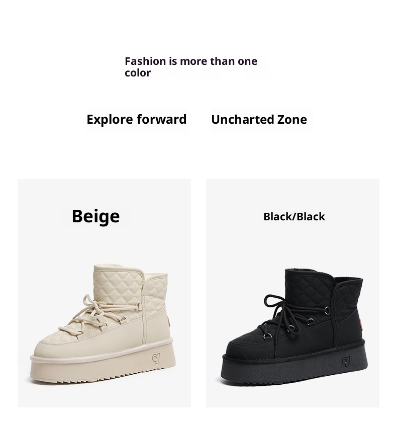 Zees Waterproof Boots For Women, Fleece-Lined Thickened, Country Travel And Skiing Special Space Walking Boots, Thick Sole_voghion.com