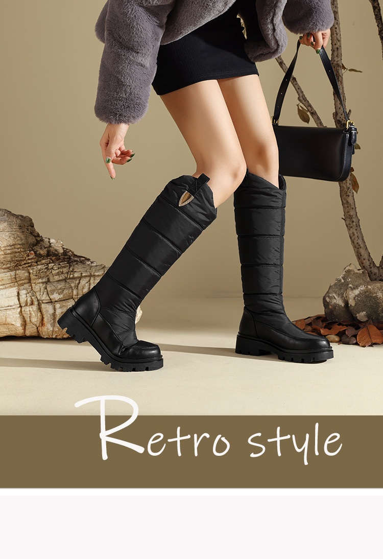 Zees Please Proceed The New Store To Place An Order For In-stock Items - Down Fabric Waterproof Thick Fur Snow High Boots_voghion.com