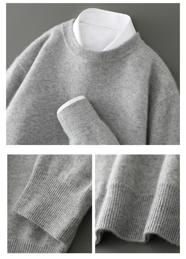 boy Boy Boy Boy Autumn Winter New Cashmere Round Neck Inner Layer Base Shirt Loose Business Casual Wool Men's Thickened Sweater_voghion.com