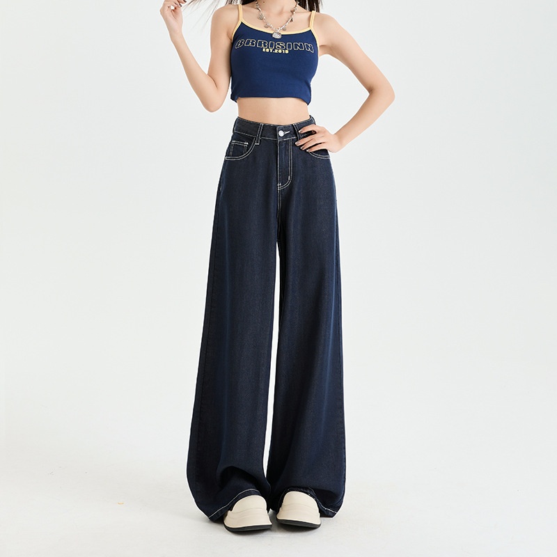 ChicShe American Style Tencel Denim Blue Jeans For Women Summer New Design Non-Fading Loose Draped Floor-Length Wide-Leg Pants_ecoleips.com