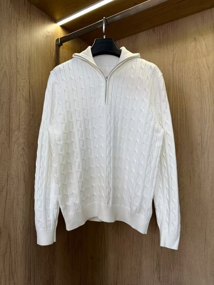 Pull demi-zip pour homme, collection automne 2024, style coréen, polyvalent, en maille épaisse à torsades, col rabattu._voghion.com