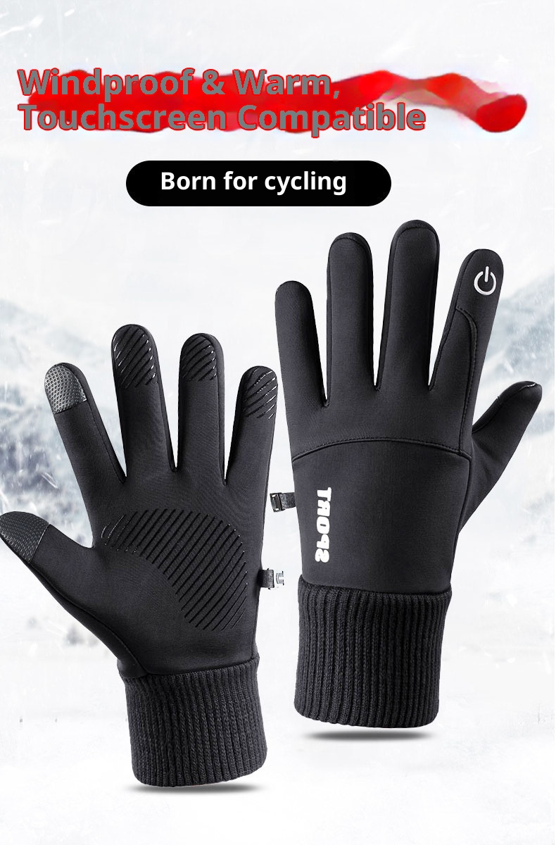 jongen Jongen Outdoor Heren Winter Fleece-gevoerd Warm Touchscreen Antislip Fietsen Wandelen Skiën Waterdicht Winddicht Sporthandschoenen_voghion.com