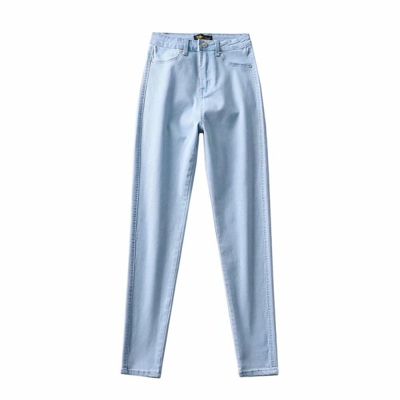 ChicShe Europese en Amerikaanse stijl elastische slanke hoge taille afslankende denim dames, herfstbroek met billifting, gewassen potlood_voghion.com