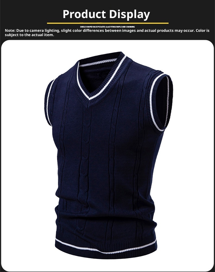 boy Boy Boy Boy Men's Knitted Vest V-Neck Sleeveless Sweater Spring Autumn New Fashion Casual Base Layer_voghion.com