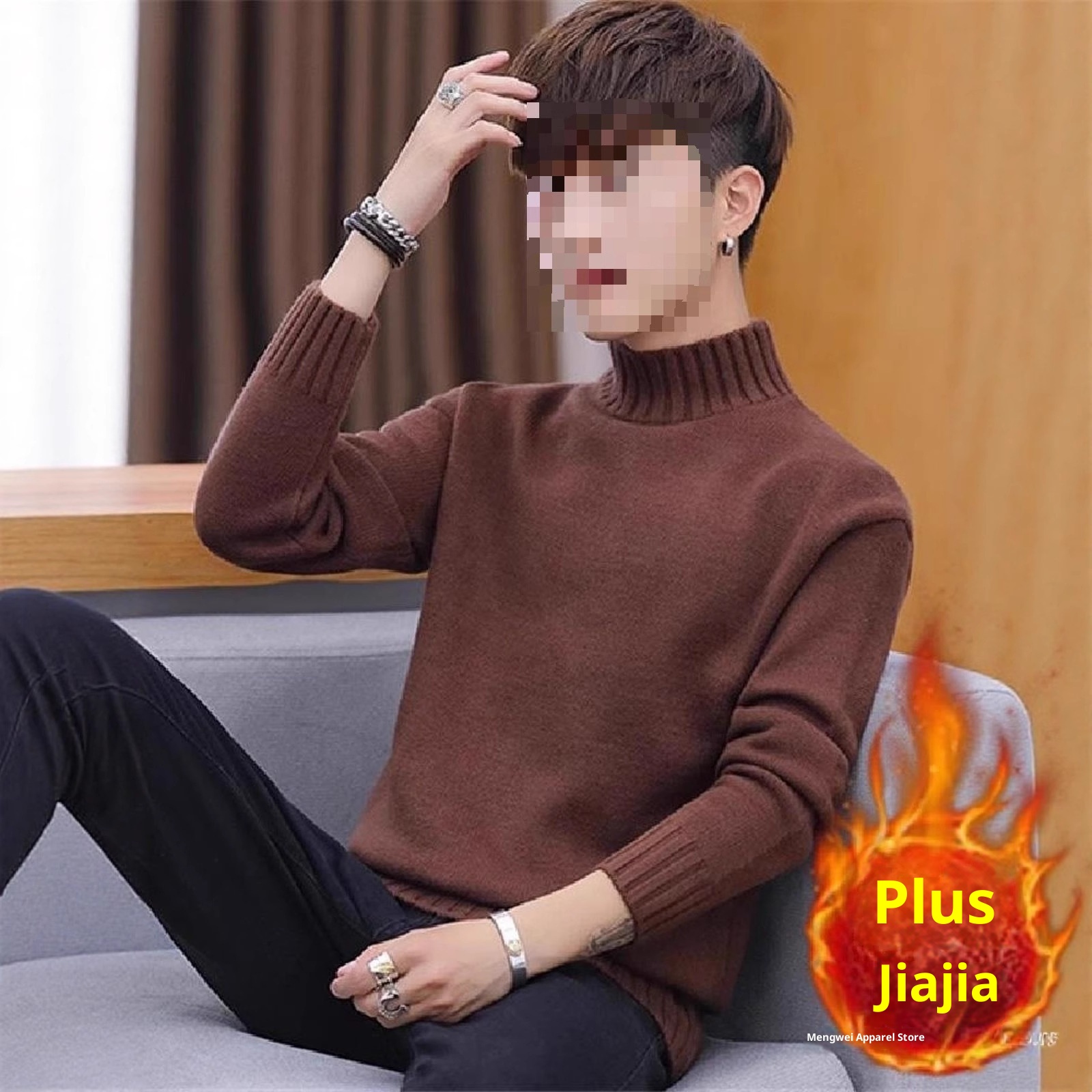 Rollkragenpullover für Herren, koreanische Version 2025, neue, dicke Strickjacke, trendiges, warmes Winteroberteil von Mao Mengwei_voghion.com