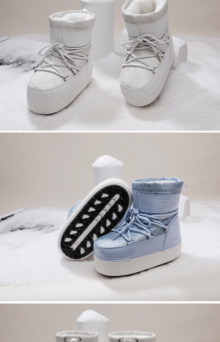 Zees Cross-Border Same Style Children's Parent-Child Snow Bright Color Ski Thick-Soled Women's Moon Thickened Waterproof_voghion.com