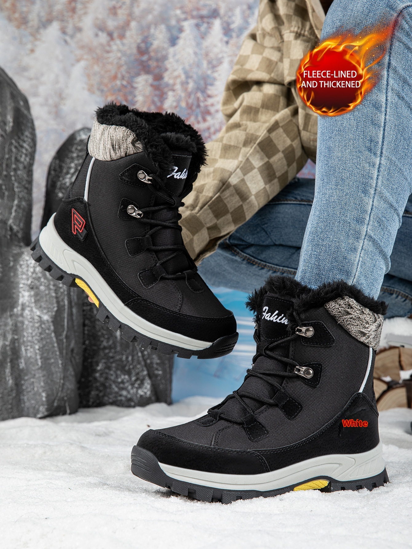Zees Harbin Northeast Outdoor Boots With Fleece, Waterproof Cold-Proof Snow Shoes Skiing At -40 Degrees, Travel Gear For Men_voghion.com