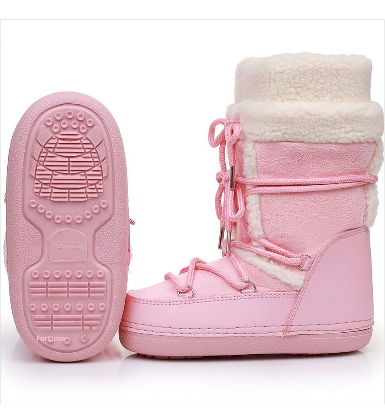 Zees Y035 Export European Lamb Wool High Tube Suede Space Women's Ski Northeast Snow Country Moon Boots Warm_voghion.com