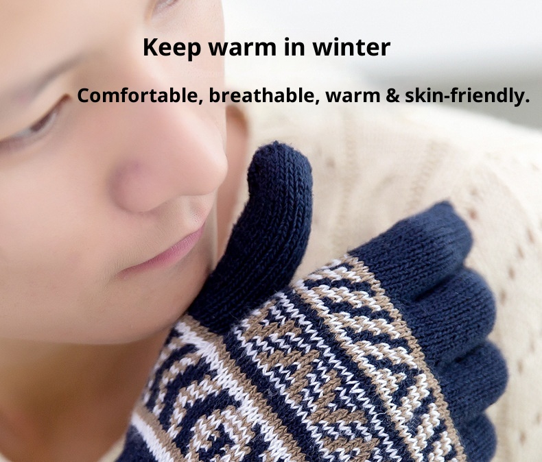 Gants chauds d'hiver pour hommes et femmes, imperméables au froid, en laine et velours tricotées, jacquard, pour la vente ambulante._voghion.com