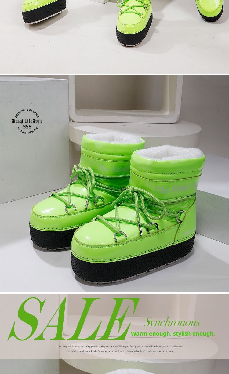 Zees Nine Colors Snowflake Custom Parent-Child Space Travel Ski Moon Mid-Calf Waterproof Warm Cold-Resistant Snow Boots_voghion.com