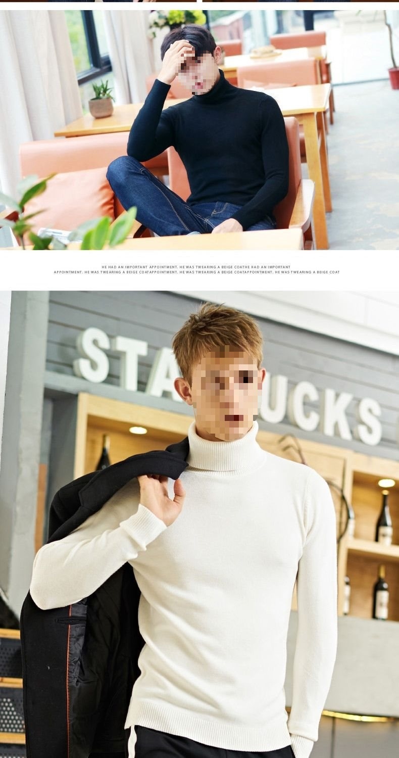 boy Boy Boy Boy Cross-Border Men's Knitted Warm Base Layer Slim Fit Half Turtleneck Korean Style Inner Wear Stylish Fuzzy Sweater Top_voghion.com