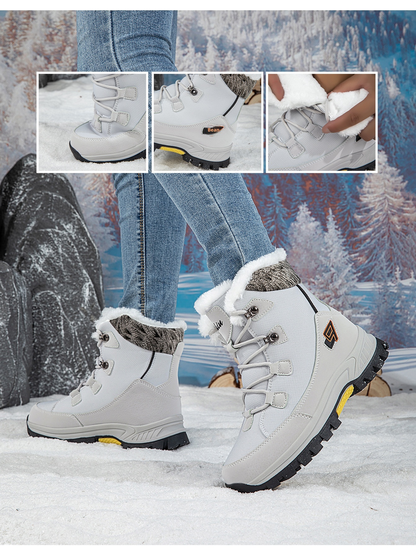Zees Harbin Northeast Outdoor Boots With Fleece, Waterproof Cold-Proof Snow Shoes Skiing At -40 Degrees, Travel Gear For Men_voghion.com