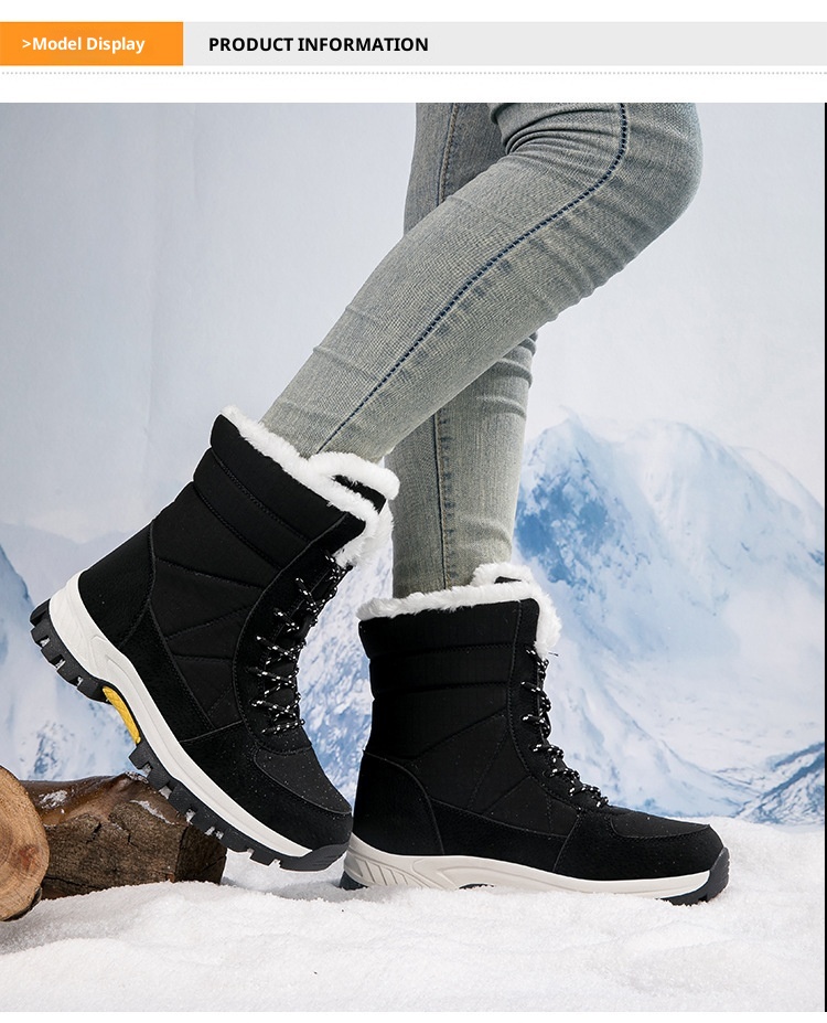 Zees Damen-Winterschuhe aus Baumwolle, gefüttert mit Fleece, wasserdicht, rutschfest, wadenhoch, ideal zum Skifahren_voghion.com