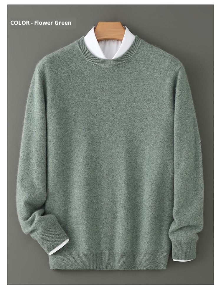 boy Boy Boy Boy Autumn Winter New Cashmere Round Neck Inner Layer Base Shirt Loose Business Casual Wool Men's Thickened Sweater_voghion.com