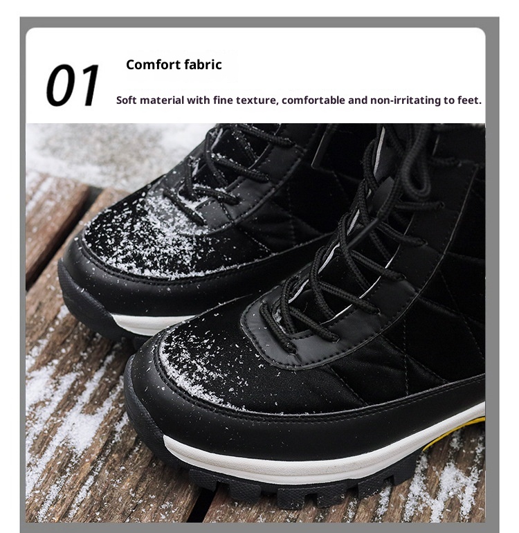 Zees 2025 Damen-Winterskischuhe, warm mit Fleece gefüttert, hohe Schnürschuhe aus Baumwolle, rutschfeste Wanderschuhe_voghion.com