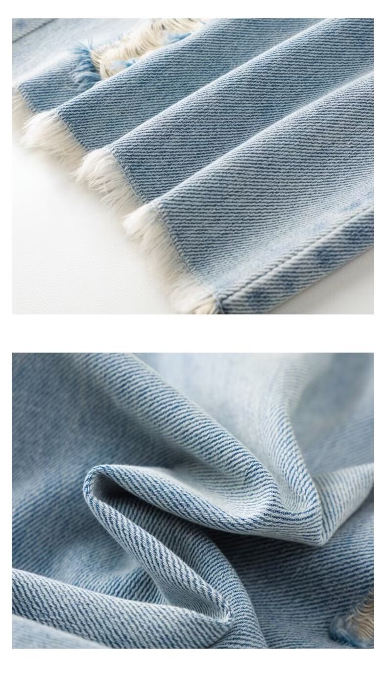 ChicShe Light Color Ripped Jeans Women 2024 New Summer Thin High Waist Loose Straight-leg Wide Leg Cropped Pants_voghion.com