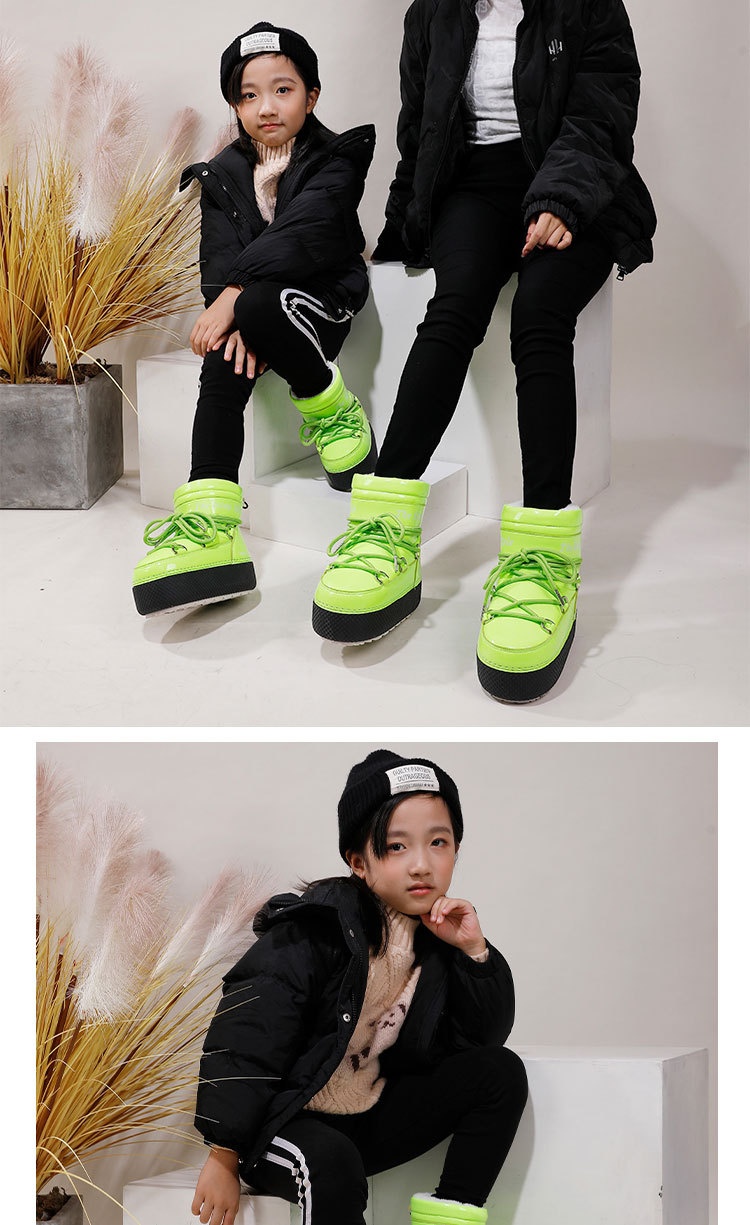 Zees Nine Colors Snowflake Custom Parent-Child Space Travel Ski Moon Mid-Calf Waterproof Warm Cold-Resistant Snow Boots_voghion.com