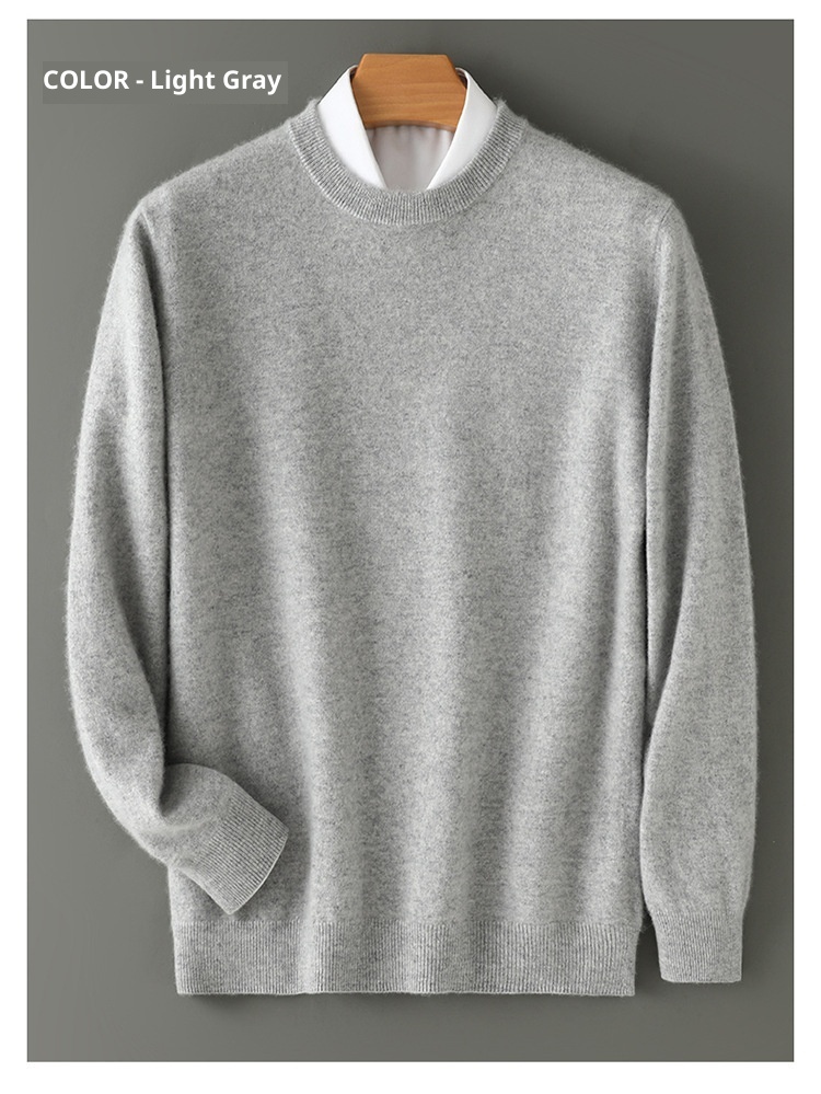 boy Boy Boy Boy Autumn Winter New Cashmere Round Neck Inner Layer Base Shirt Loose Business Casual Wool Men's Thickened Sweater_voghion.com