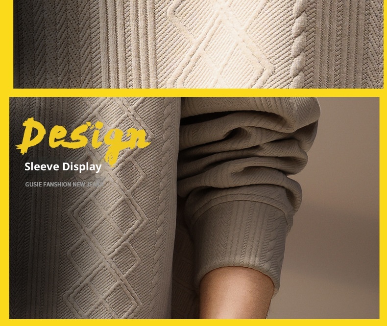 boy Boy High-Ed Frech Style Diamod Patter Jacquard Log-Sleeve Kit Sweater Me, Autum Textured Loose Fit Polo Shirt For_voghion.com