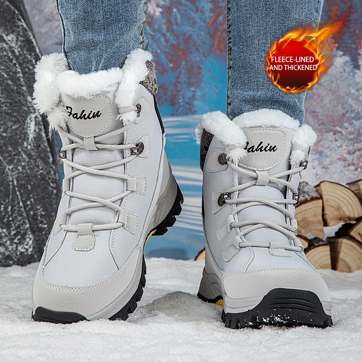 Zees Harbin Northeast Outdoor Boots With Fleece, Waterproof Cold-Proof Snow Shoes Skiing At -40 Degrees, Travel Gear For Men_voghion.com