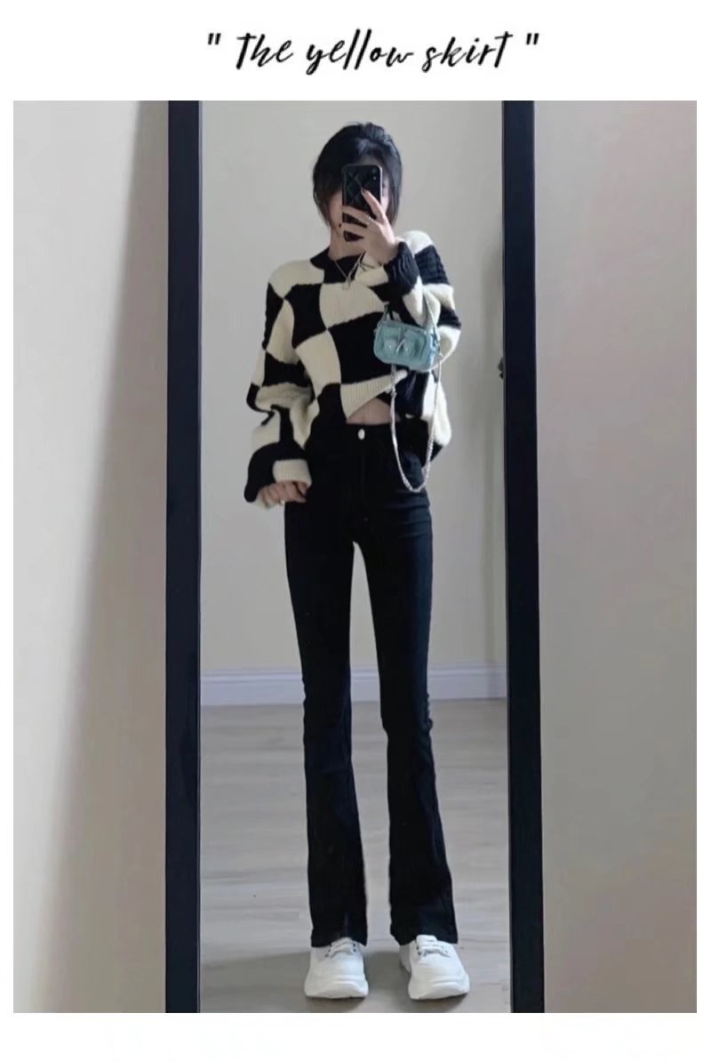 ChicShe Jeans For Women 2023 New Spring And Autumn High Waist Slim Fit Petite Black Bootcut Flared Pants_voghion.com