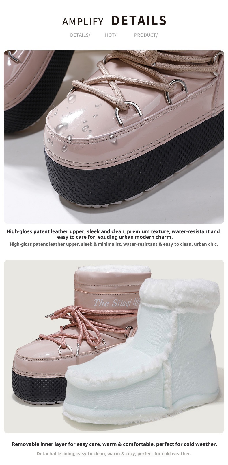 Zees Distribution Winter Parent-Child Style Sand Tea Color Ski Cross-Border Hot Sale Warm Non-Slip Thickened Mid-Calf Snow_voghion.com