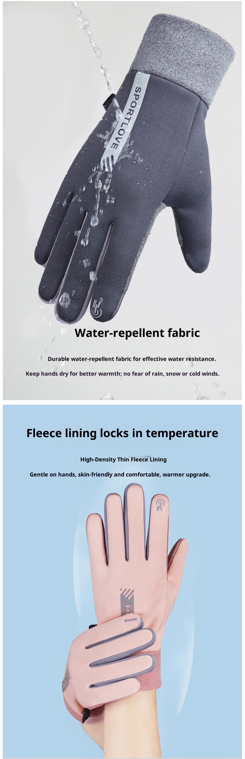 Boy Damen-Radhandschuhe Warm Plus Velvet Anti-Rutsch Touchscreen Winter Herren Winddichte und Kältedichte Skihandschuhe_voghion.com