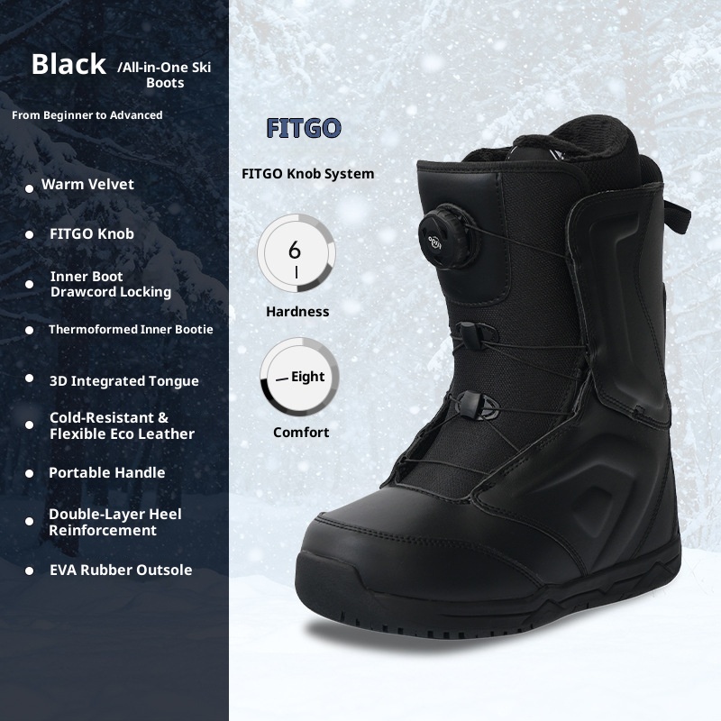 Zees Lanke Sneeuwschoenen Outdoor Ski-uitrusting Heren en Dames Snowboardlaarzen Waterdicht Warm Plat Bloem Carving Schaatsen_voghion.com